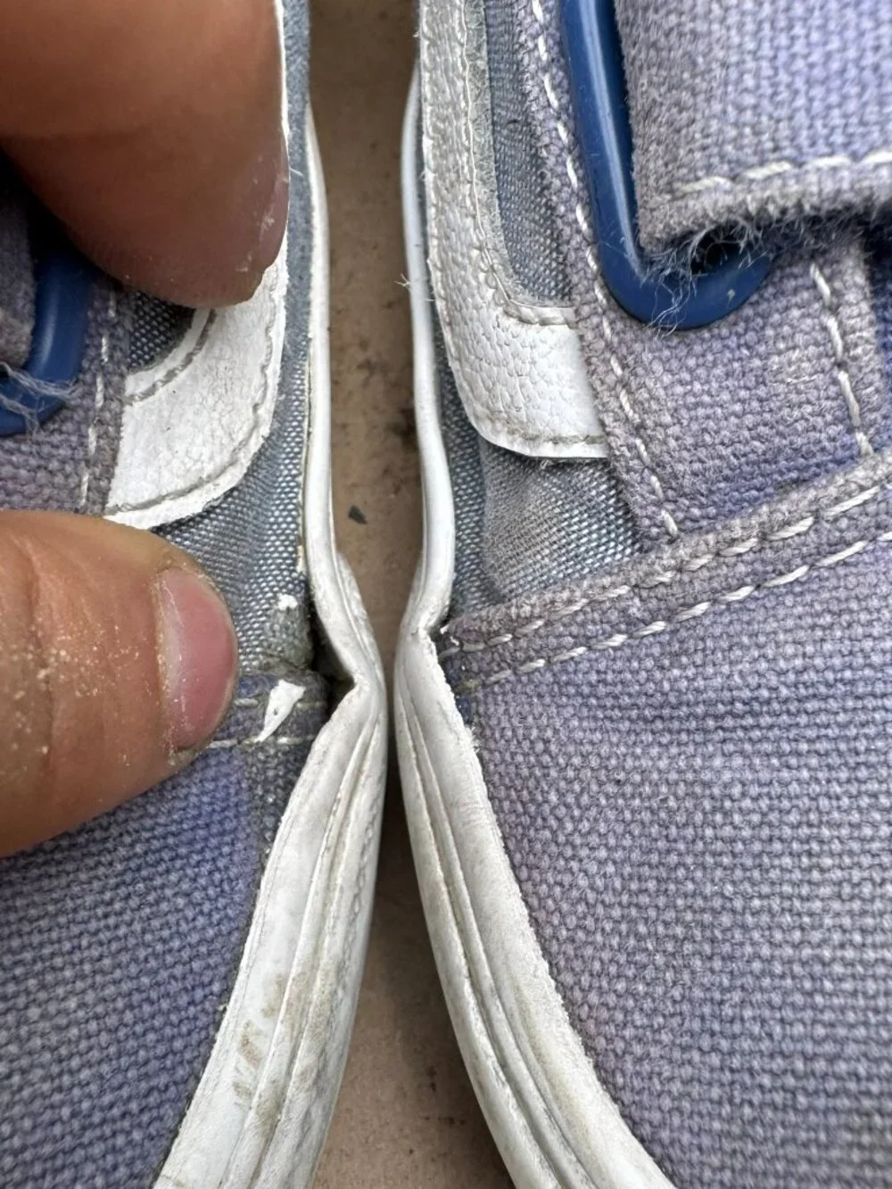 Kids' Vans Blue Canvas Hook and Loop Sneakers Size 12.5 Damage